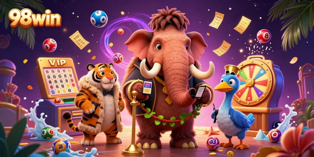 Join the fun at 98win with vibrant characters and a thrilling casino atmosphere.