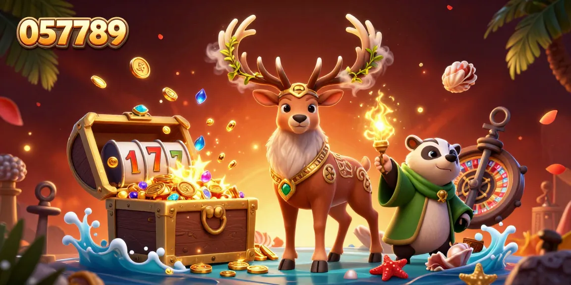 Engage with vibrant 057789-themed illustration depicting a Celtic druid stag and badger amidst dynamic casino elements.