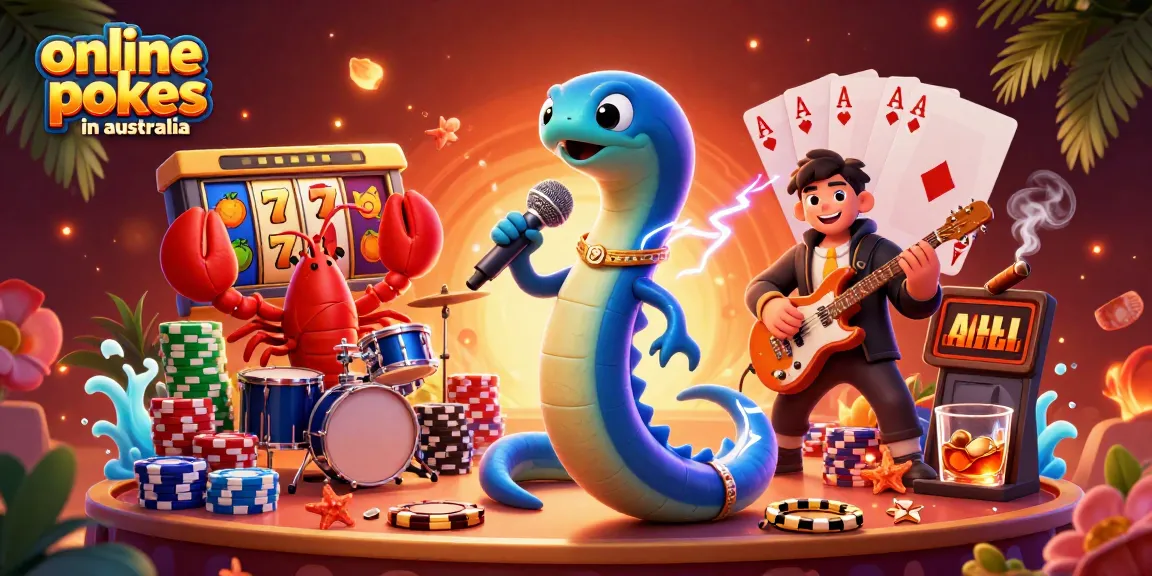 Engage in online pokies in Australia with a vibrant underwater casino scene featuring playful characters and game elements.